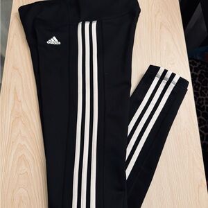 adidas Black Leggings with White 3-Stripes